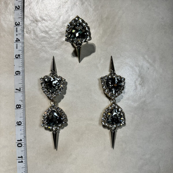 Clip Backs - Blue Shade "Spiked" Earring & Ring Set