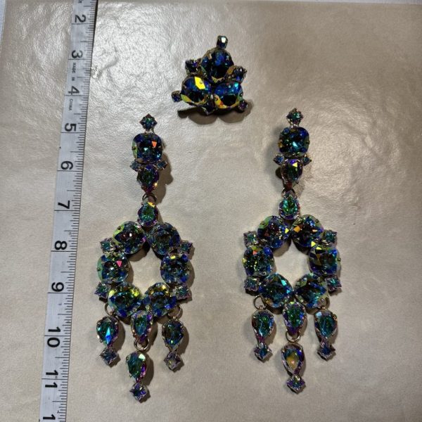 Clip Backs - AB Chandelier Earring & Ring Set
