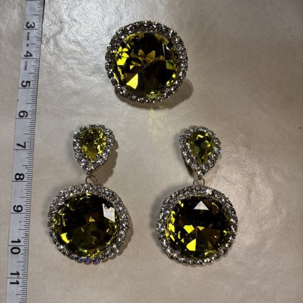 Clip Backs - Yellow "Big G'z" Earring & Ring Set
