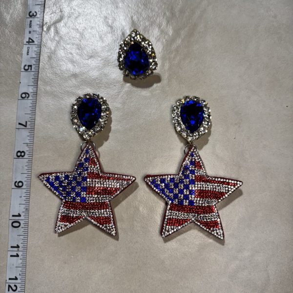 Clip Backs - USA Star "Charmz" Earring & Ring Set
