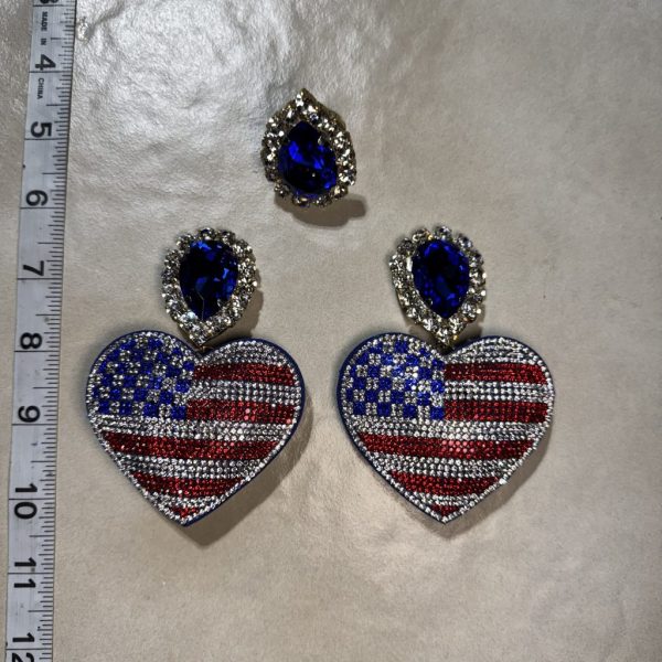 Clip Backs - USA Heart "Charmz" Earring & Ring Set