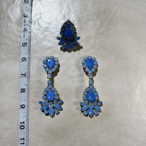 Clip Backs - Lt. Sapphire Opal "Sweet Wisper" Earring & Ring Set