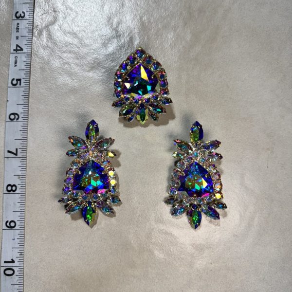 Clip Backs - AB "Cluster" Earring & Ring Set