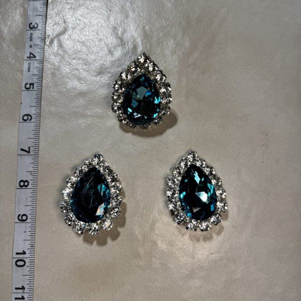 Clip Backs - Crystal & Aquamarine "Sweet Wisper" Earring & Ring Set