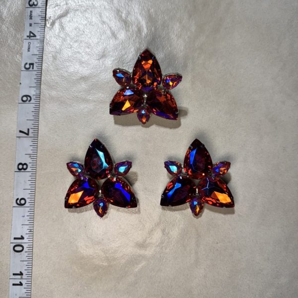 Clip Backs - Orange AB "DANCE" Earring & Ring Set