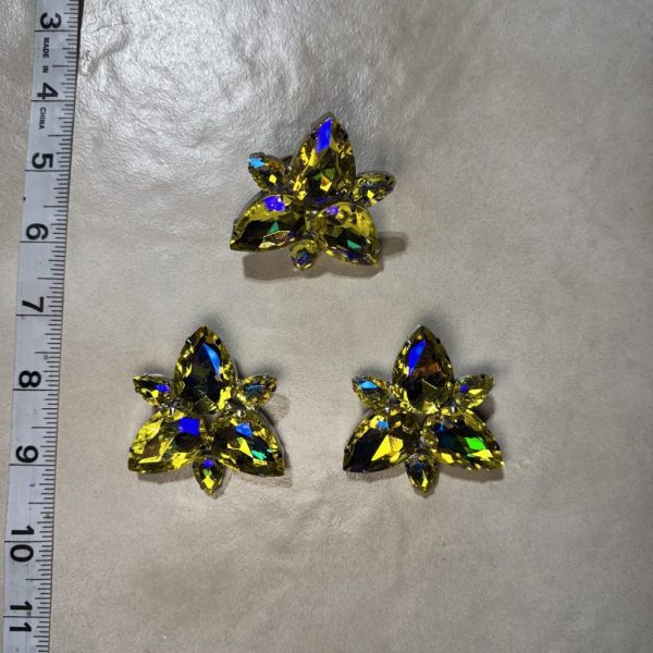 Clip Backs - Yellow AB "DANCE" Earring & Ring Set