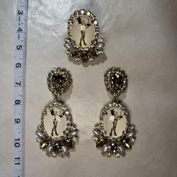 Clip Backs - Showgirl "Sparkle" 3-N-1 Earring & Ring Set