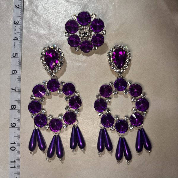 Clip Backs - Grape Drip Earring & Ring Set