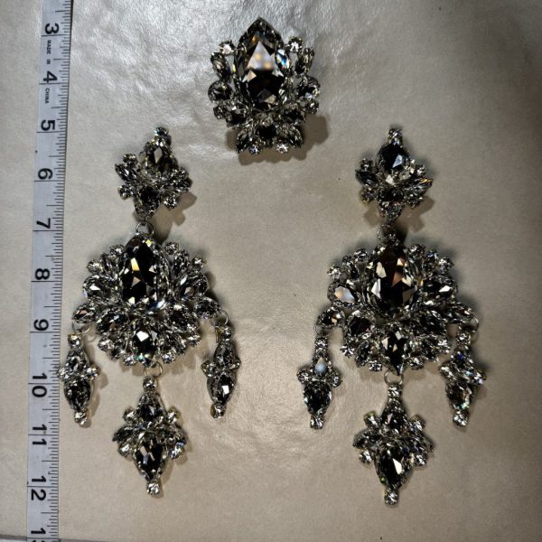 Clip Backs - Crystalized "Mega Sparkle" 6-N-1 Earring & Ring Set