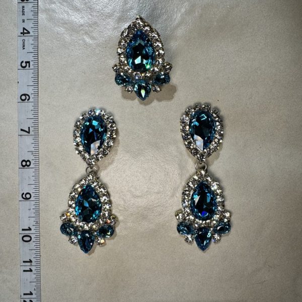 Clip Backs - Aqua Shine Earring & Ring Set