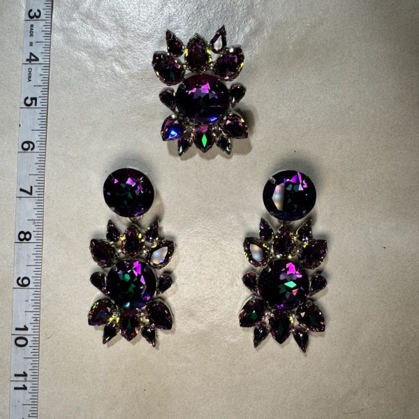 Clip Backs - Heliotrope "Precious" Earring & Ring Set