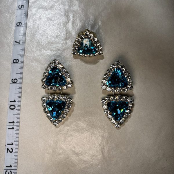 Clip Backs - Aquamarine/Crystal Shine Earring & Ring Set