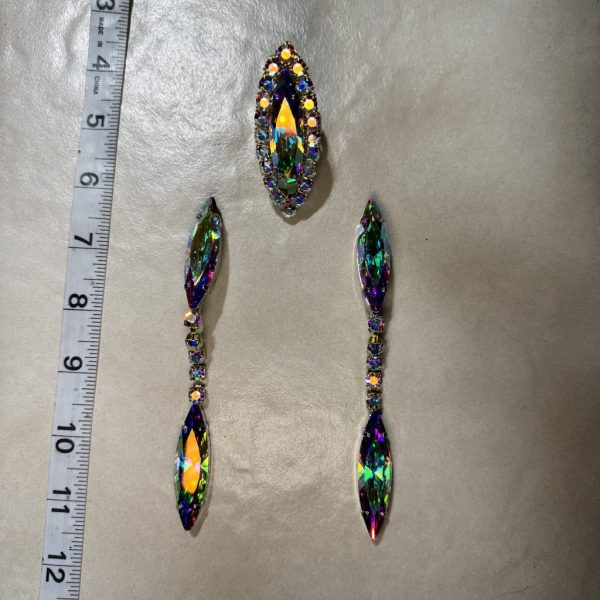 Clip Backs - AB "Mega Sliver" Earring & Ring Set