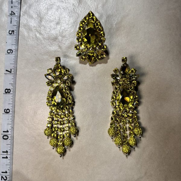 Clip Backs - Yellow Petite Waterfall Earring & Ring Set