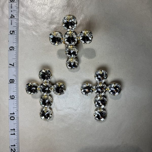 Clip Backs - Crystal Cross Button Earring & Ring Set