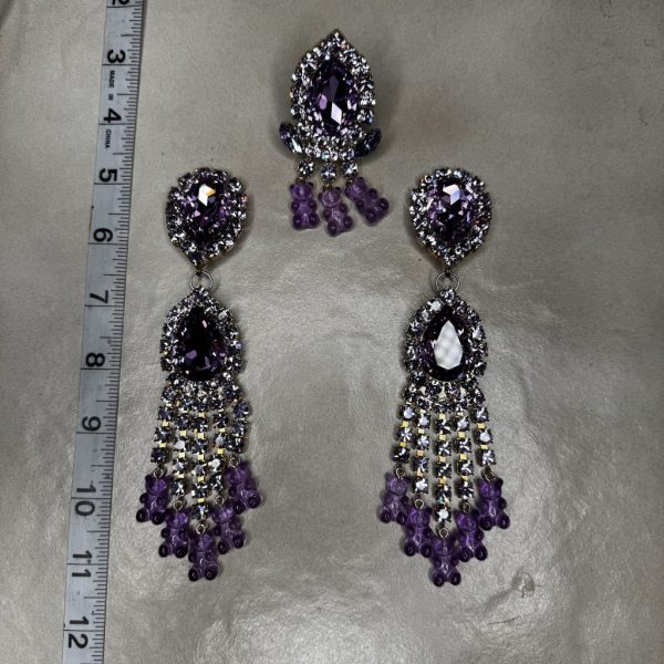 Clip Backs - Violet Waterfall Gummy Bear Earring & Ring Set