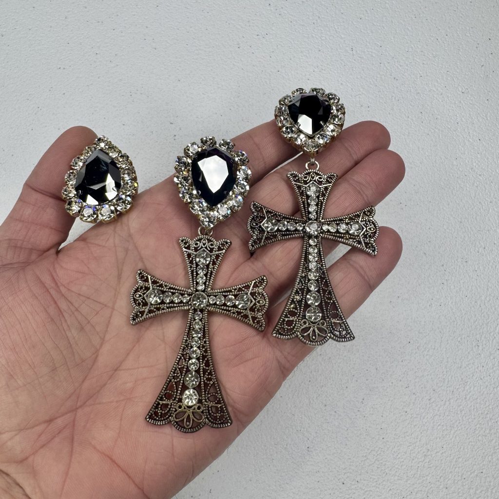 Clip Backs - Cross Earring & Ring Set - Image 2