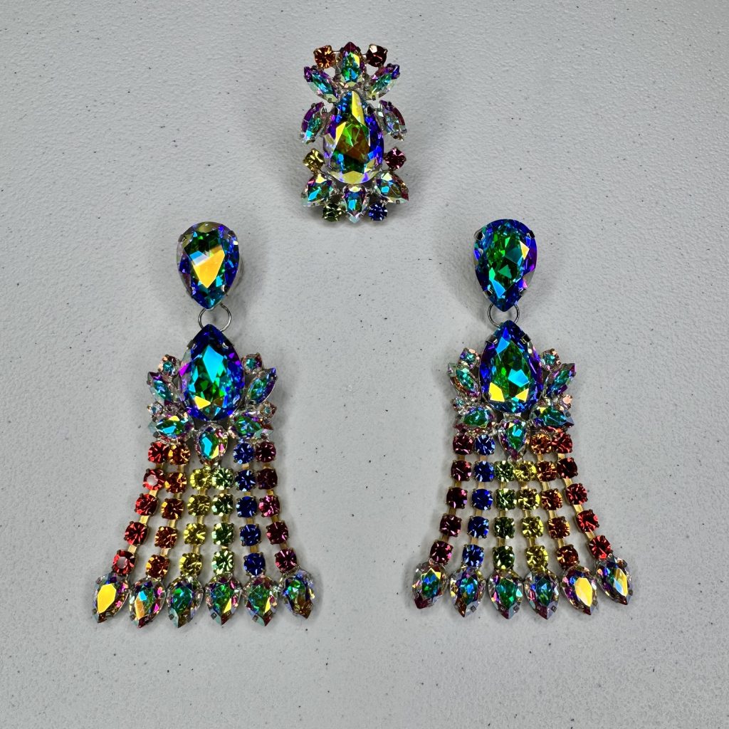 Magnet Backs - Rainbow Petite Waterfall (Pride) Earring & Ring Set