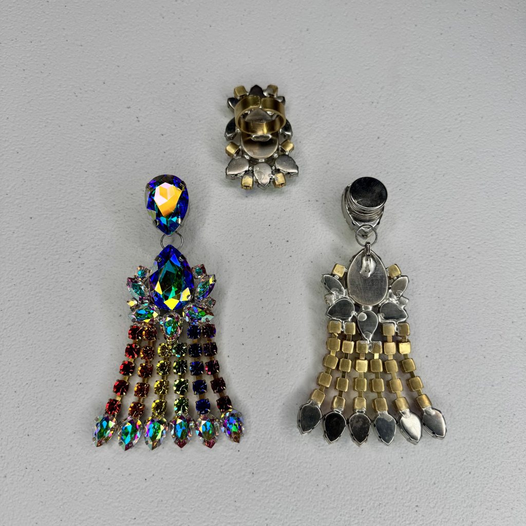 Magnet Backs - Rainbow Petite Waterfall (Pride) Earring & Ring Set - Image 2