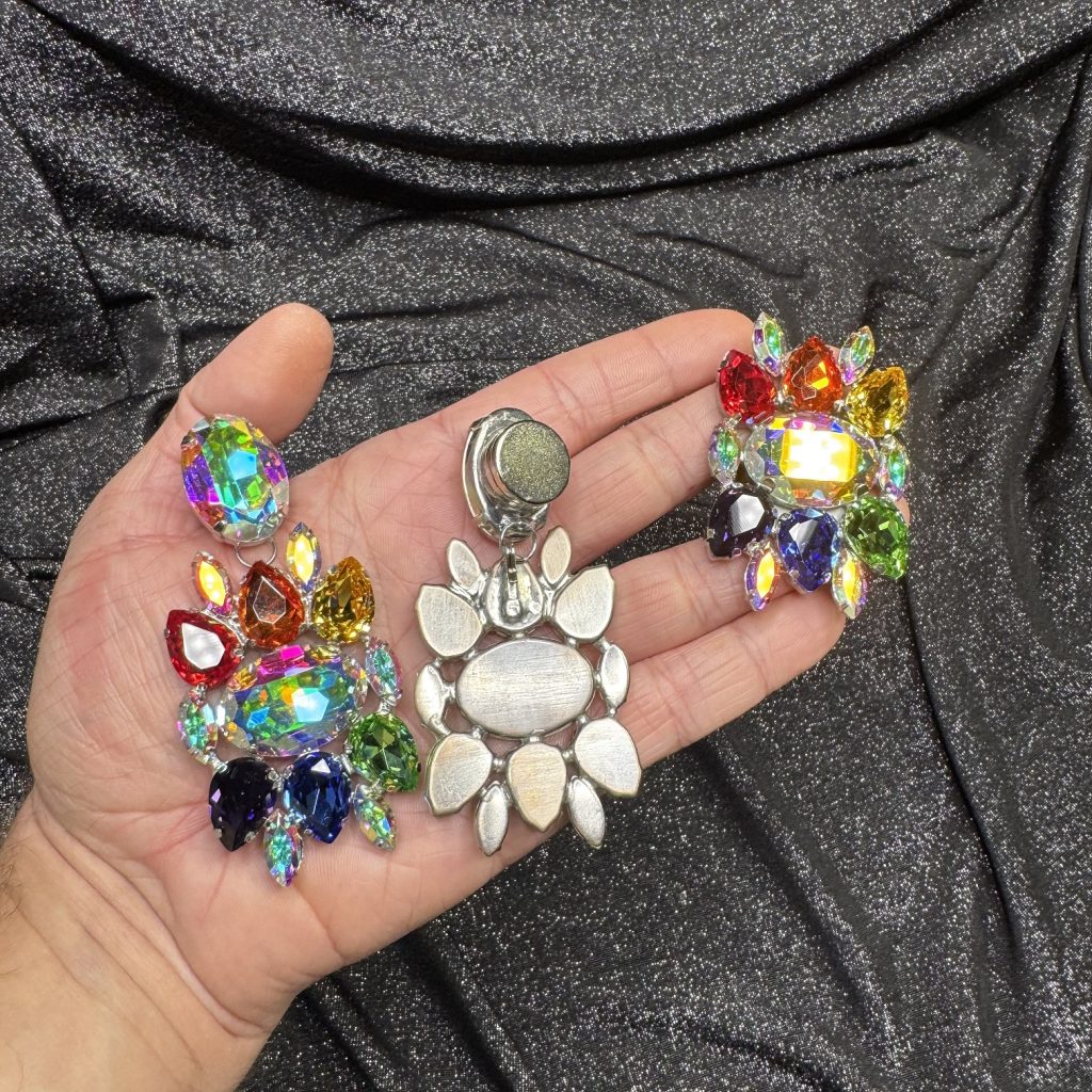 Magnet Backs - Rainbow/AB - Style 3 - Earring & Ring Set - Image 2