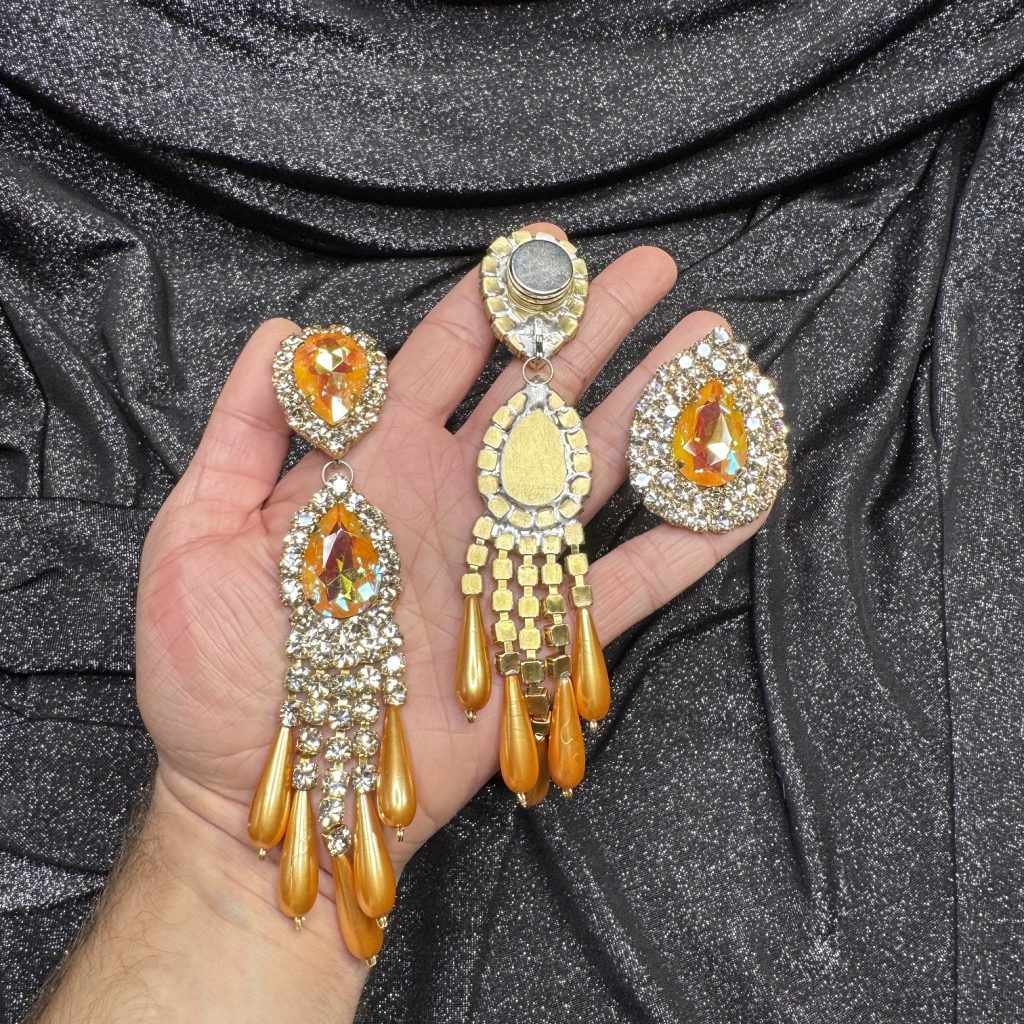 Magnet Backs - Golden Waterfall Earring & Ring Set - Image 2