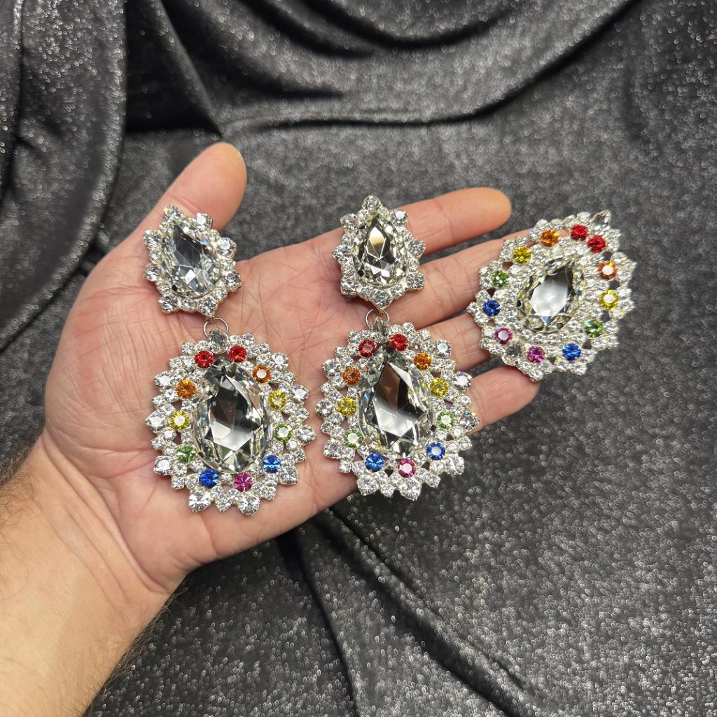 Clip Backs - Rainbow/Crystal - Style 2 - Earring & Ring Set