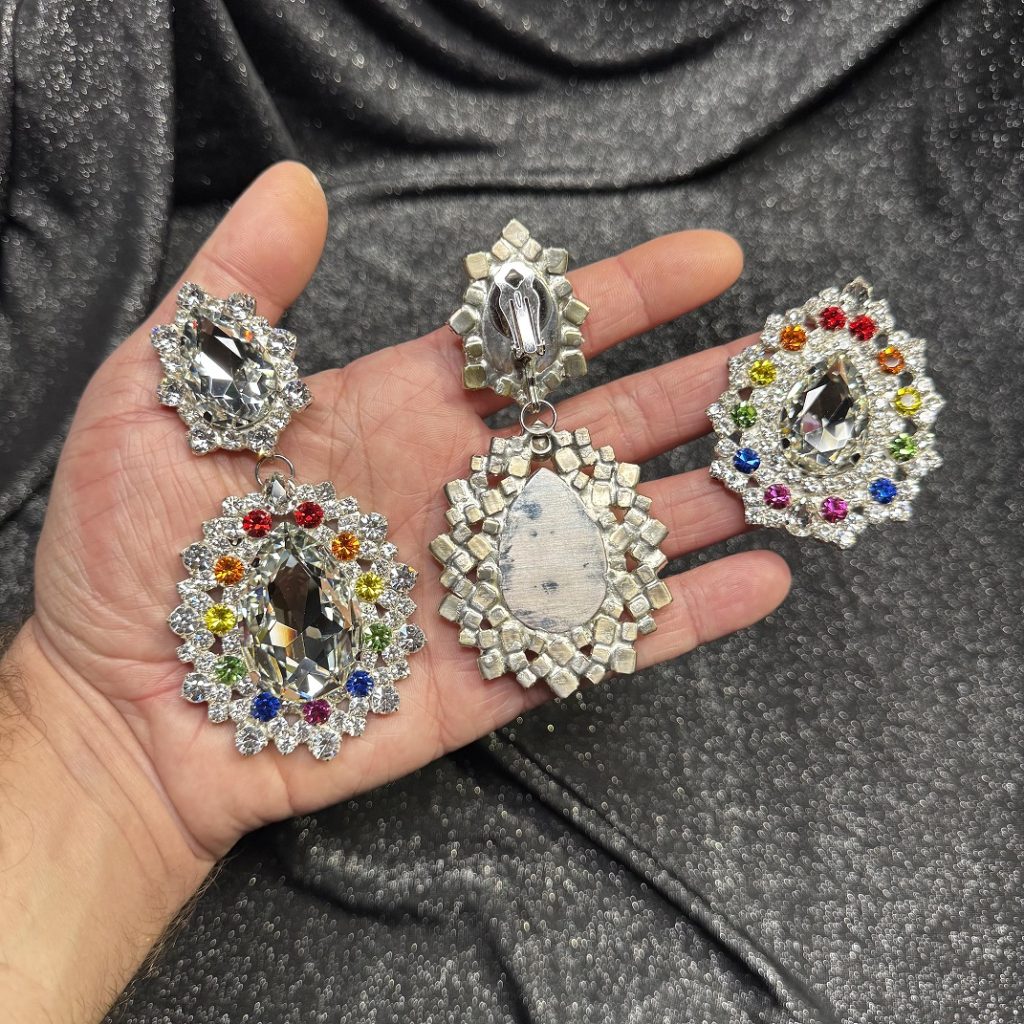 Clip Backs - Rainbow/Crystal - Style 2 - Earring & Ring Set - Image 2