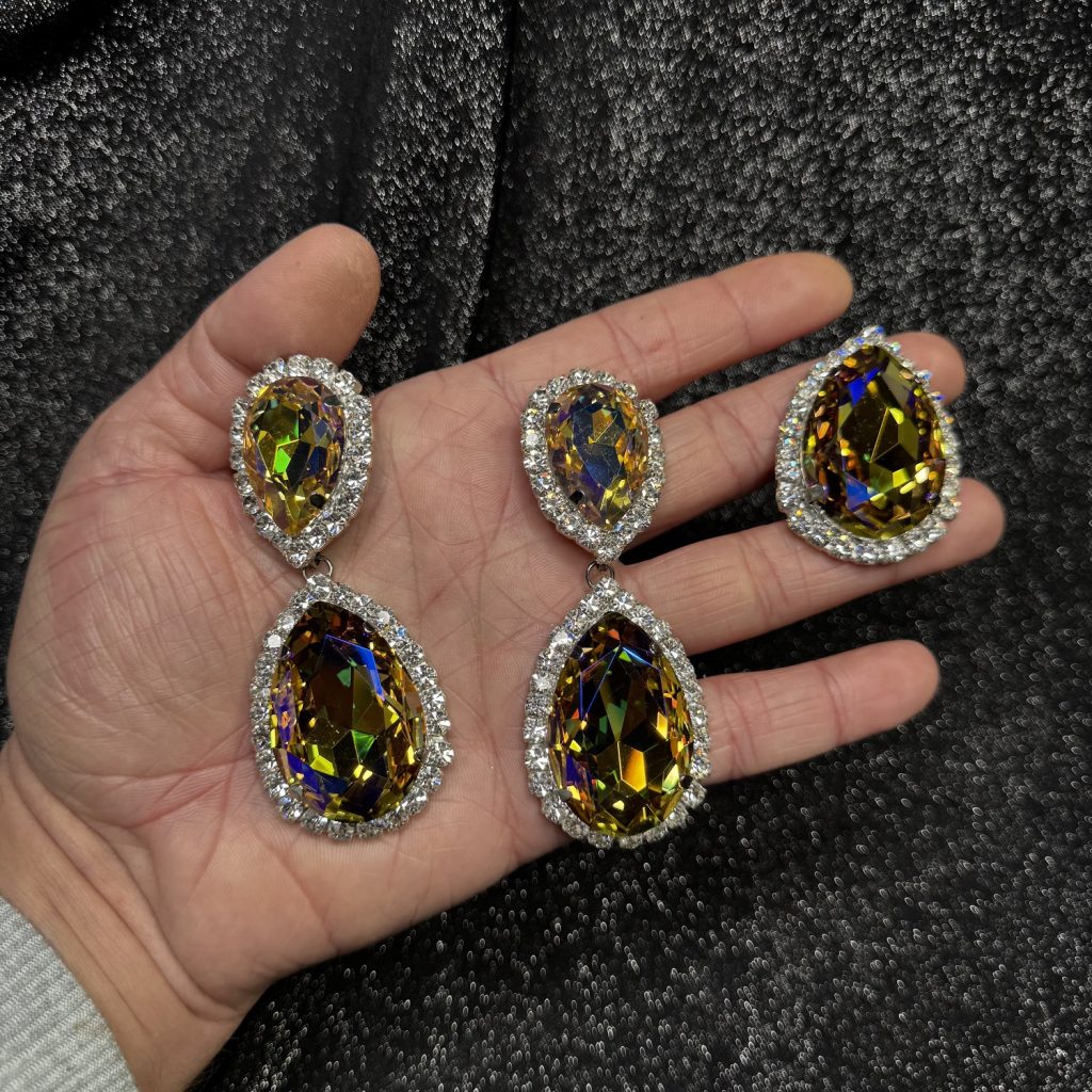 Magnet Backs - Crystal & Paradise Shine "Deluxe" Gem Drop Earring & Ring Set