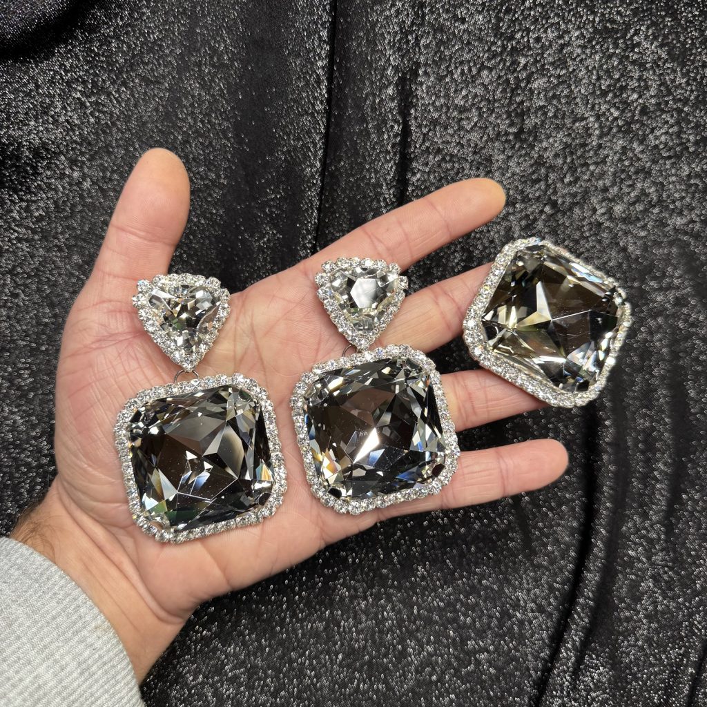 Clip Backs - Crystal Square "Statement" Earring & Ring Set