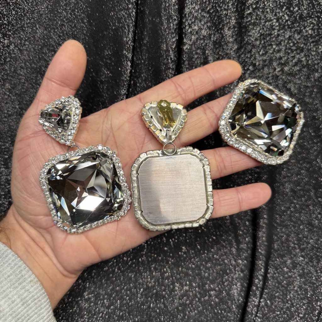 Clip Backs - Crystal Square "Statement" Earring & Ring Set - Image 2