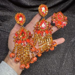 Magnet Backs - Orange PumpkinFALLS "Sparkle" 3-N-1 Earring & Ring Set