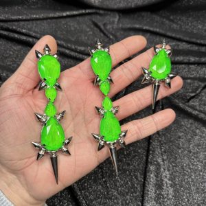 Magnet Backs - Neon Green Spike Earring & Ring Set
