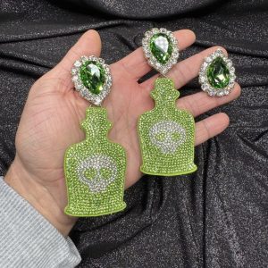 Magnet Backs - Green Potion Bottle Earring & Ring Set