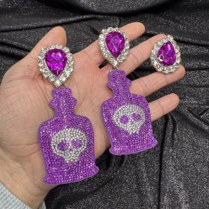 Magnet Backs - Purple Potion Bottle Earring & Ring Set