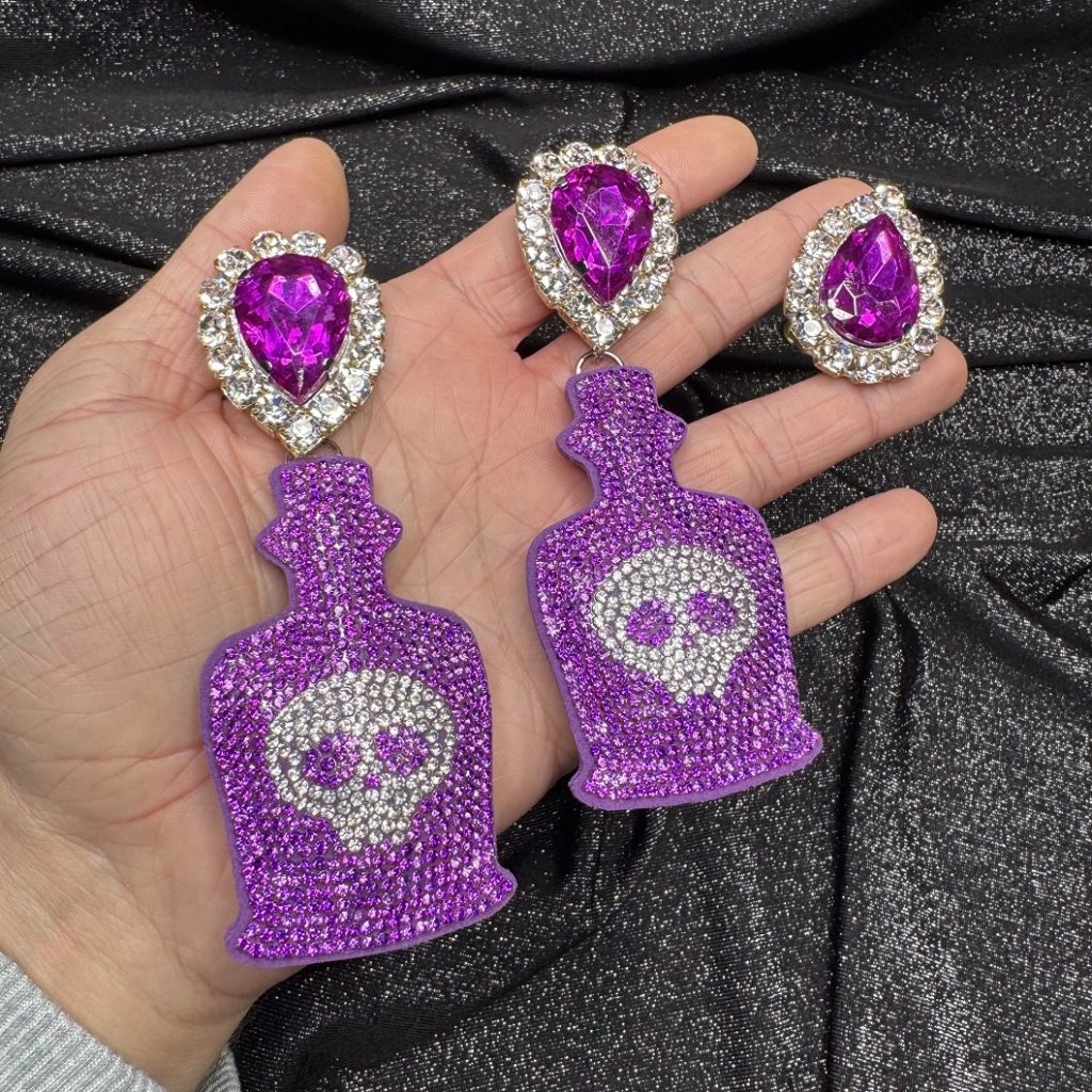 Magnet Backs - Purple Potion Bottle Earring & Ring Set