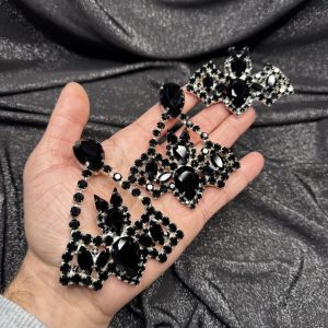 Magnet Backs - Black Bat "Basket" Earring & Ring Set