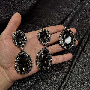 Magnet Backs - Black Diamond Drop Earring & Ring Set